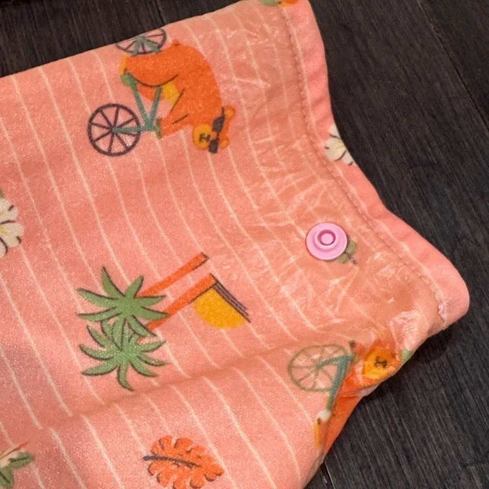 Bibado Pink Kids Bear Full Length Short Sleeve Bibs Toddler Girls - 3 BIBS